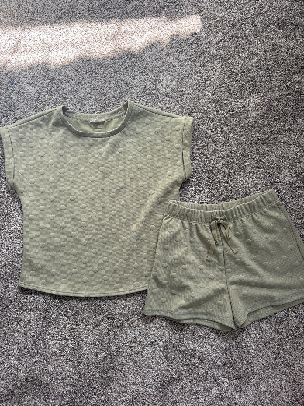 Blu Pepper Sage Green Polka Dot Knit Top